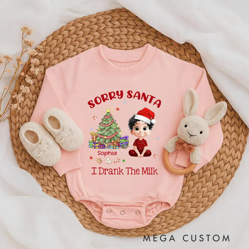 Personalized Cute Cartoon Character Christmas Tree Baby Bodysuit with Name Christmas Baby Shower Gifts for Baby