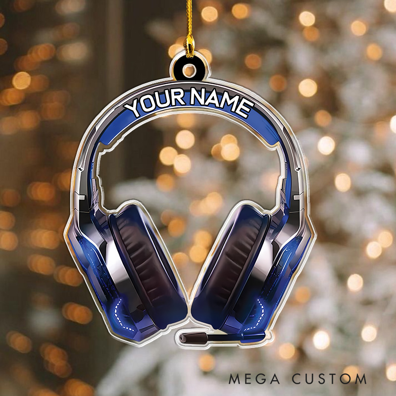 Personalized 2D Head Phones Light Christmas Ornament 2025 Acrylic Ornament Gamer Christmas Gift Video Game Xmas Gift Geek Christmas Decor