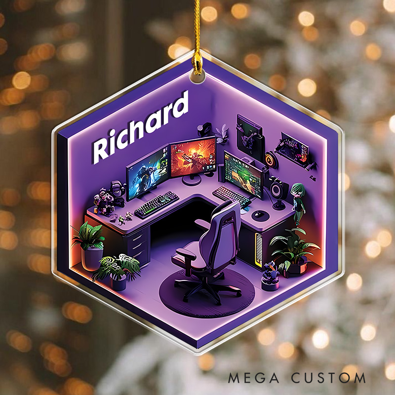 Personalized 2D Gaming Room Christmas Ornament 2025 Acrylic Ornament Gamer Christmas Gift Video Game Xmas Gift Geek Christmas Decor