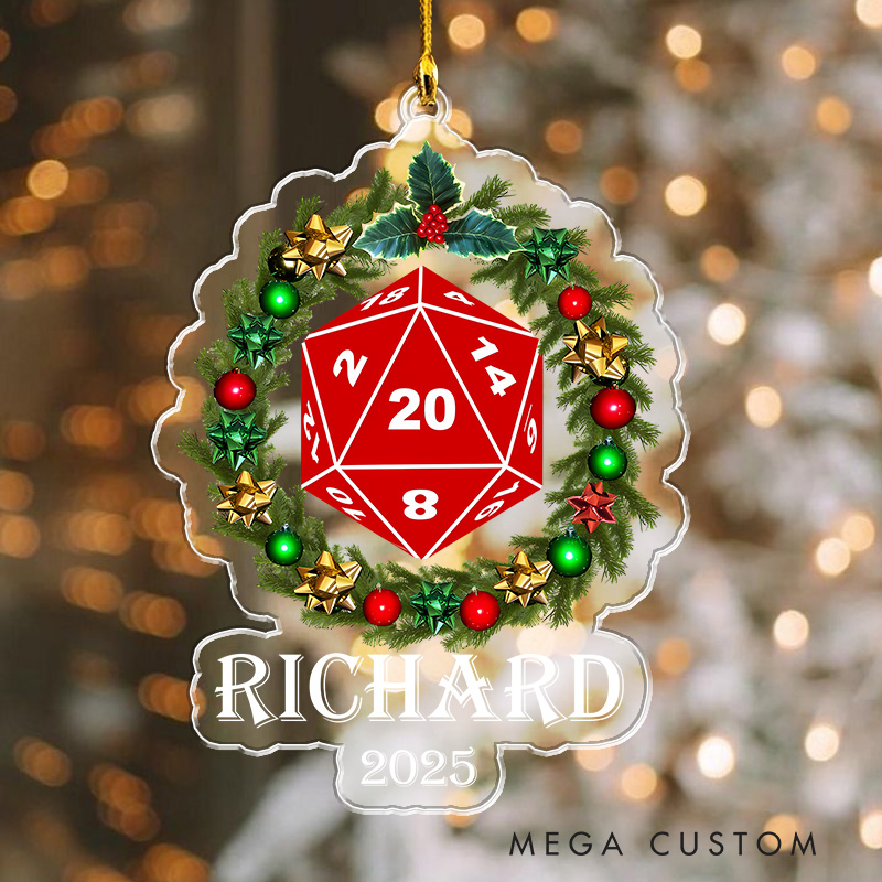Personalized DND Christmas Ornament 2025 Acrylic Ornament Gamer Christmas Gift Video Game Xmas Gift Geek Christmas Decor