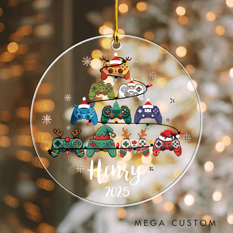 Personalized Gamer Christmas Ornament 2025 Acrylic Ornament Gamer Christmas Gift Video Game Xmas Gift Geek Christmas Decor