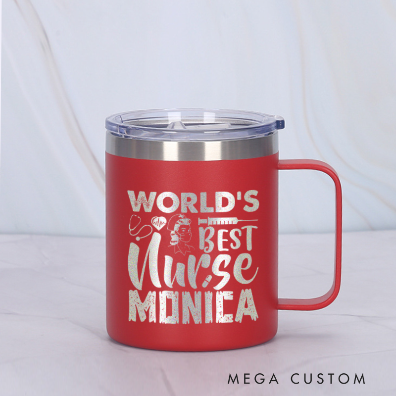 Personalized Laser Engraved Coffee Mug Custom World's Best Nurse Design Coffee Mugs Insulated Stainless Steel Mugs