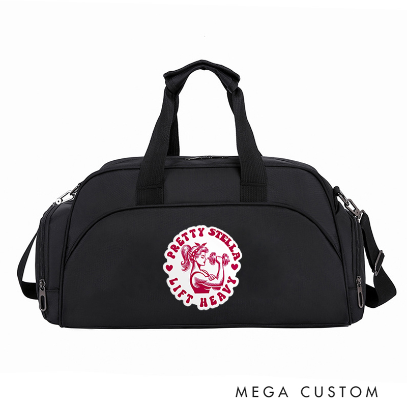 Personalized Monogram Sports Gym Duffel Bag Pretty Weightlifting Graphic Overnight Bag Gift Workout Bag for Athlete Personal Trainer