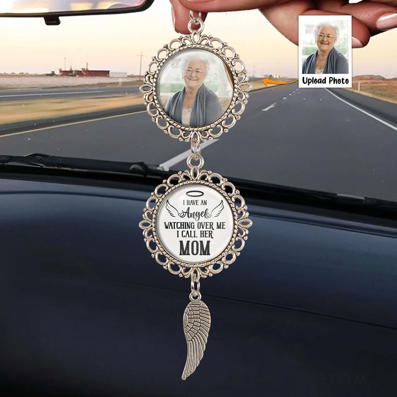 Personalized Photo Car Ornament I Have An Angel Watching Over Me  Car Ornament Sympathy Gift