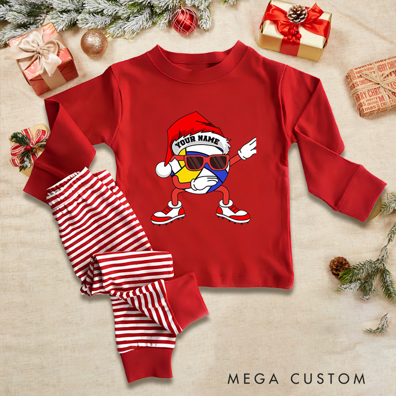 Personalized Volleyball Christmas Children's Pajamas with Custom Name