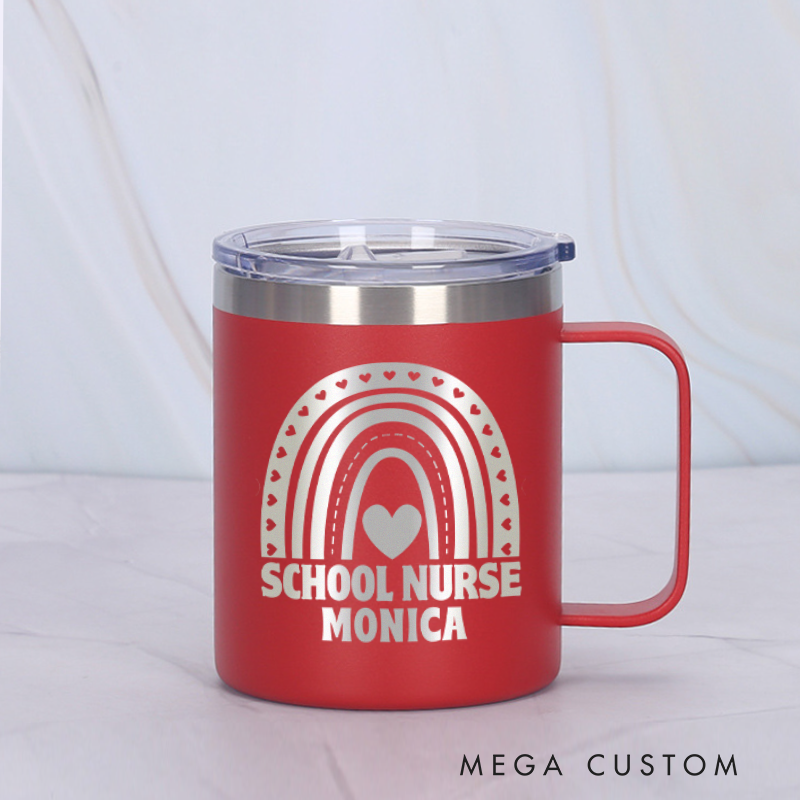 Personalized Laser Engraved Coffee Mug Custom Educated School Nurse Design Coffee Mugs Insulated Stainless Steel Mugs