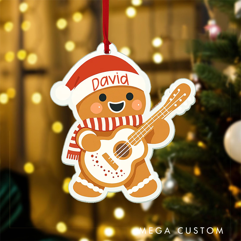 Personalized Guitar Player Ornament Custom Name Guitar Ornament Guitar Keepsake Guitar Christmas Ornament Gift