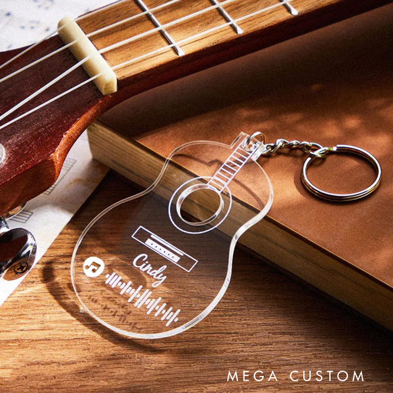 Personalized Guitar Acrylic Drive Safe Song Keychain Album Guitar Pick Keychain Guitar Pick Music Keychain