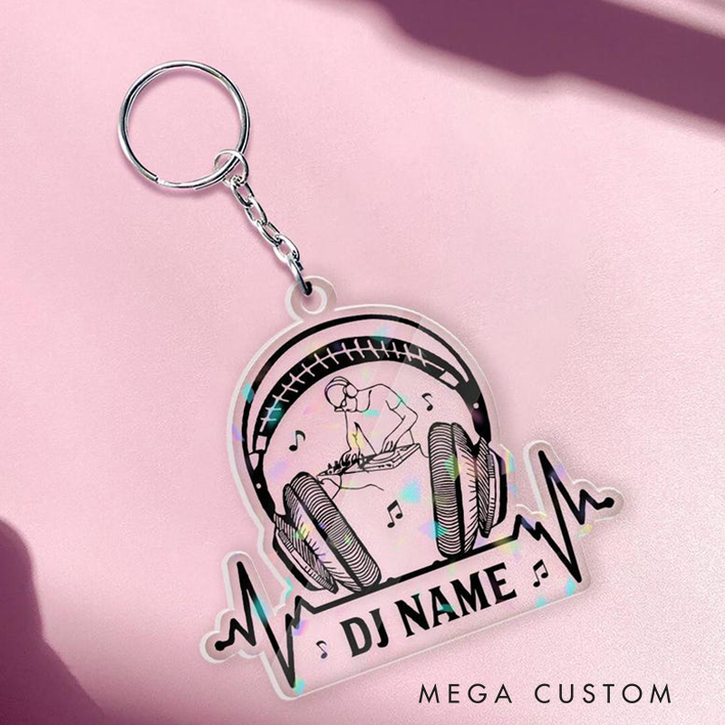 Personalized DJ Car Ornament Custom Acrylic DJ Rearview Mirror Decor Headphones Turntable Music Gift Custom DJ Gift