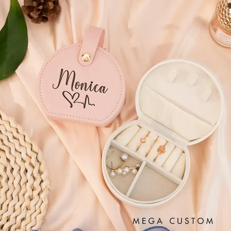 Personalized Leather Jewelry Box Engraved Nurse Jewelry Travel Case Custom Jewelry Organizer Gift