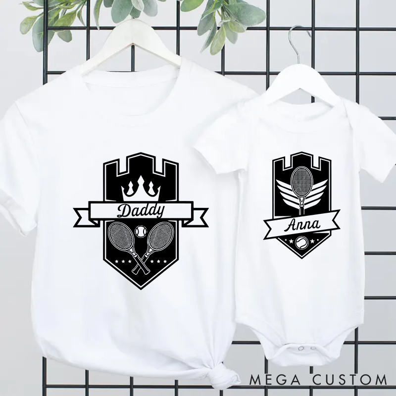 Personalized Tennis Theme Shirt Crown and Feather Pattern Design Matching Outfit