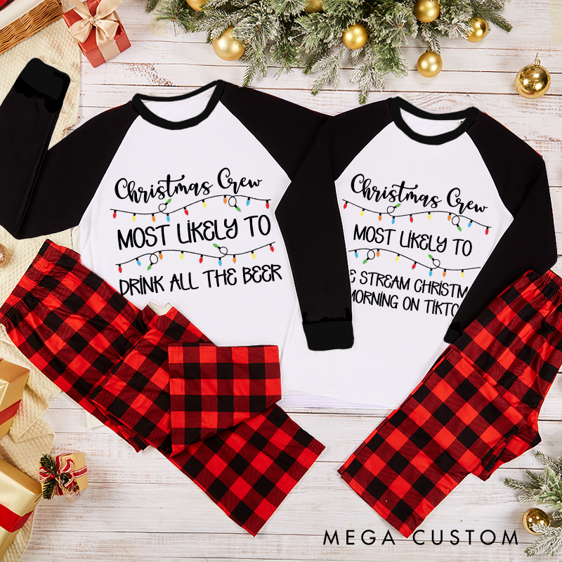 Personalized Family Matching Crew Most Likely to Christmas Pajama Sets Custom Family Christmas Pajama Sets and Gift