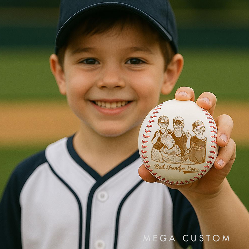 Personalized Engraved Baseball with Custom Photo and Text  