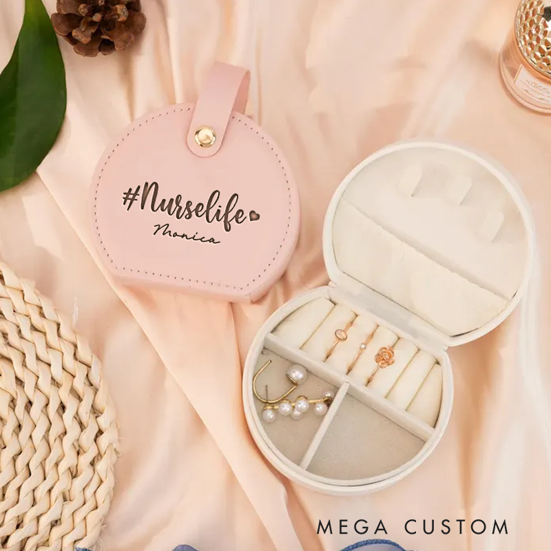 Personalized Leather Jewelry Box Engraved Nurse Life Design Nurse Jewelry Travel Case Custom Jewelry Organizer Gift