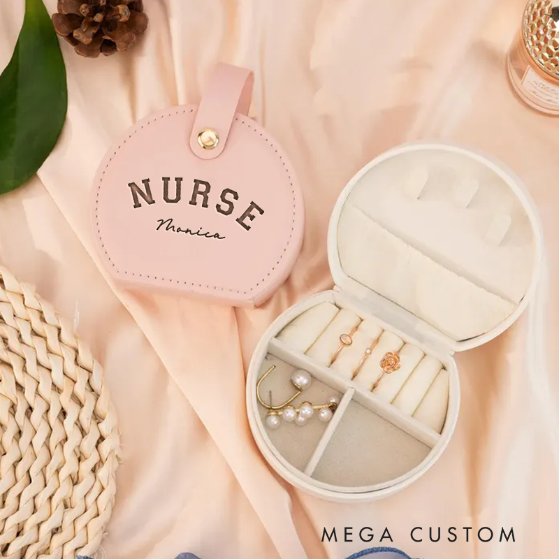 Personalized Leather Jewelry Box Engraved Classic Nurse Design Jewelry Travel Case Custom Jewelry Organizer Gift