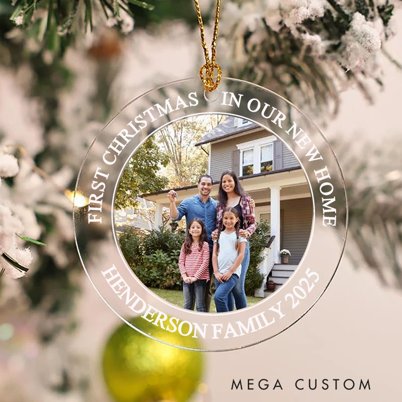 Personalized First Christmas in Our New Home Ornament 2025 Custom Family Photo Design Name and Year Keepsake Housewarming Holiday Tree Decoration Gift