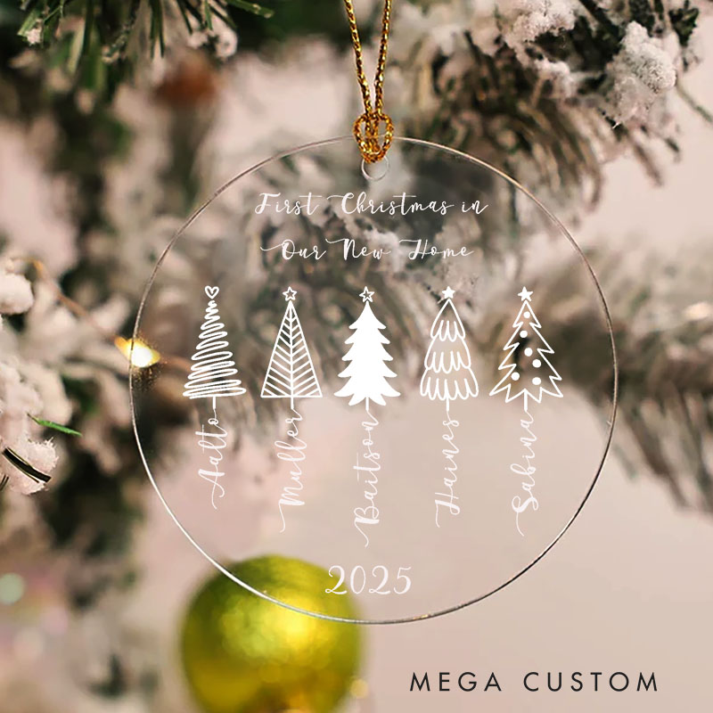 Personalized Christmas Tree Acrylic Ornament with 1-5 Names and Year Festival Home Decor Christmas Gift for Family Friend First Christmas Gifts