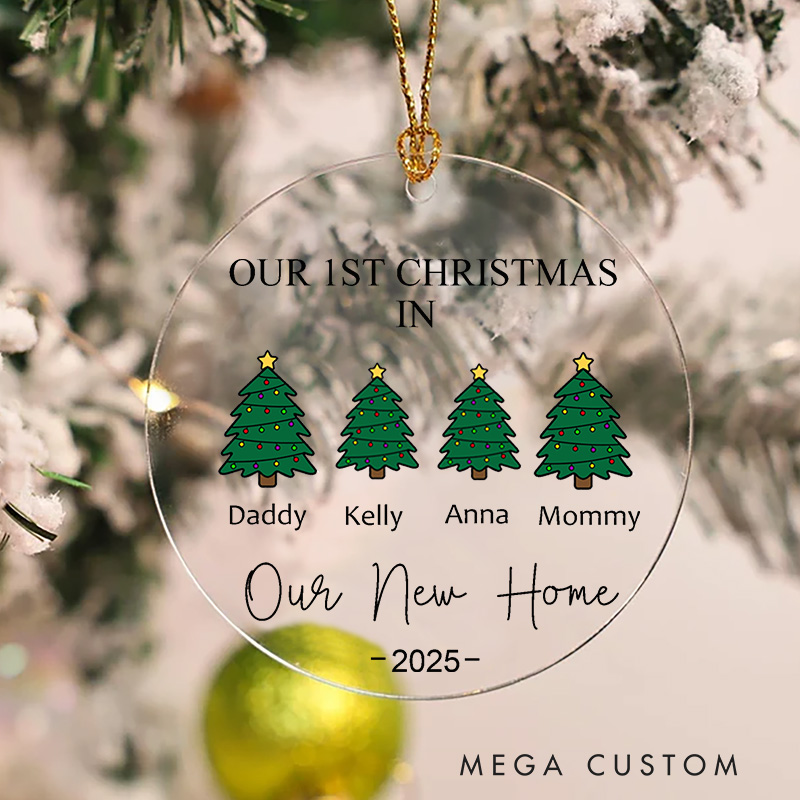 Personalized Our 1st Christmas in Our New Home Ornament 2025 Family Names and Christmas Tree Design Custom Keepsake Housewarming Holiday Decoration Gift