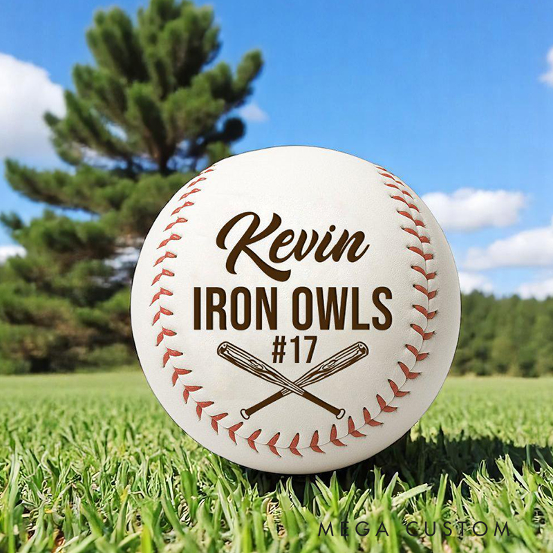 Personalized Custom Baseball for Players with Team Logo and Jersey Number  