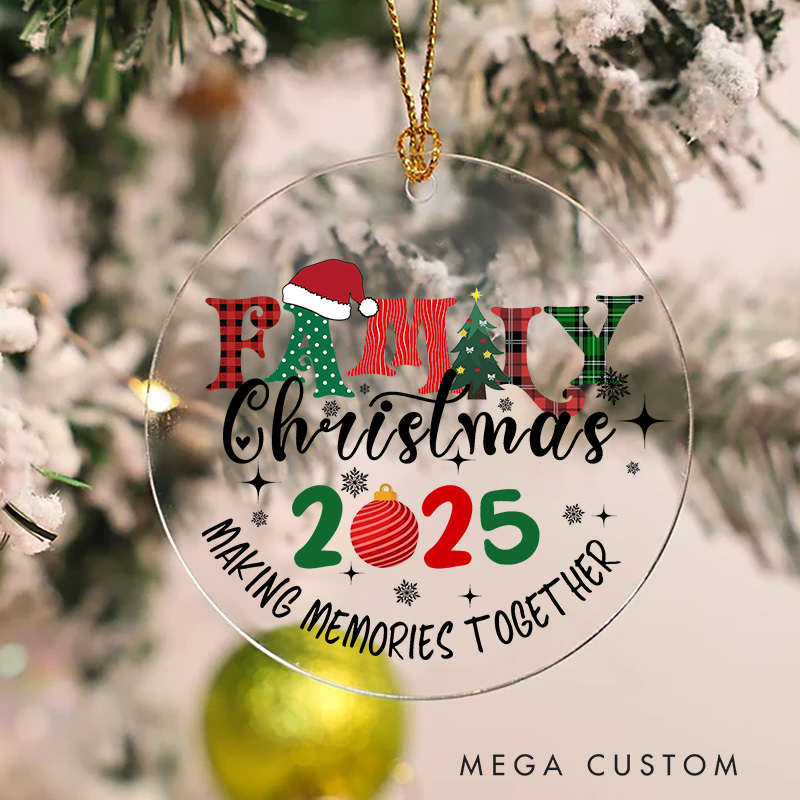 Personalized Family Christmas 2025 Ornament Making Memories Together Plaid and Tree Design Custom Keepsake First Christmas in Our New Home Gift