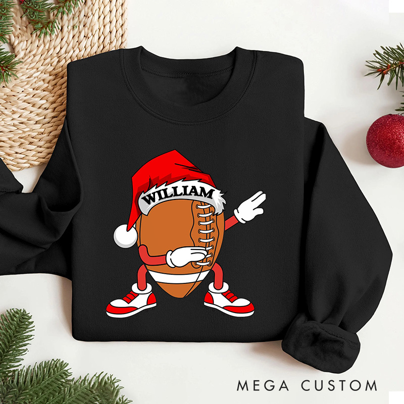 Personalized American Football Christmas Sweatshirt with Custom Number for Festive Style with a Fun Twist