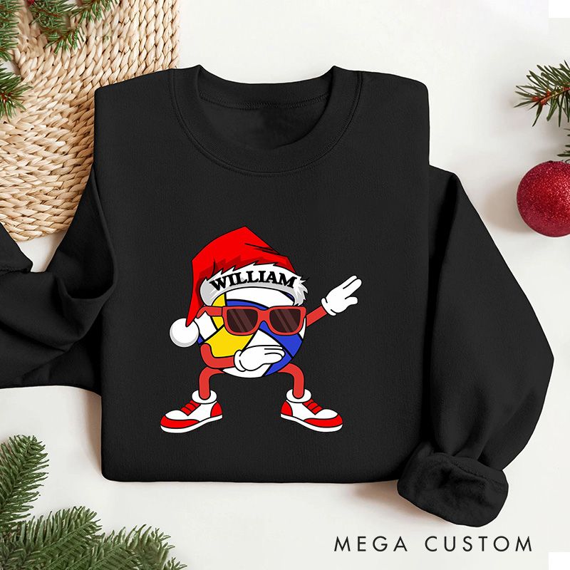 Personalized Dabbing Volleyball Christmas Sweatshirt with Custom Name
