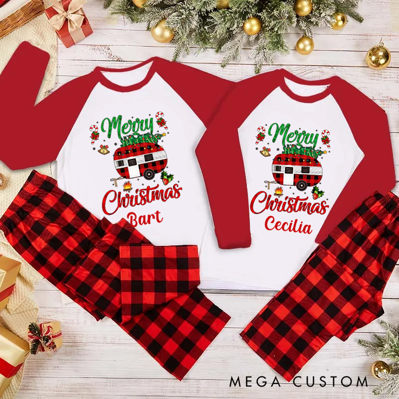 Personalized Christmas Camping Merry Campmas Family Matching Pajamas Christmas Tree Pajamas Christmas Gift for Hiking