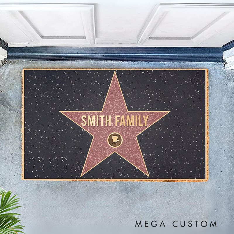Personalized Walk of Fame Doormat Funny Movie Door Mat Family Welcome Mat Housewarming Gifts
