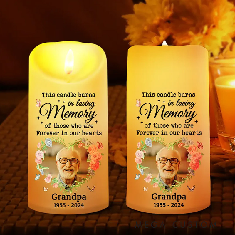 Personalized Photo LED Candle This Candle Burns In Loving Memory Memorial Gift Custom Memory Flameless LED Candle