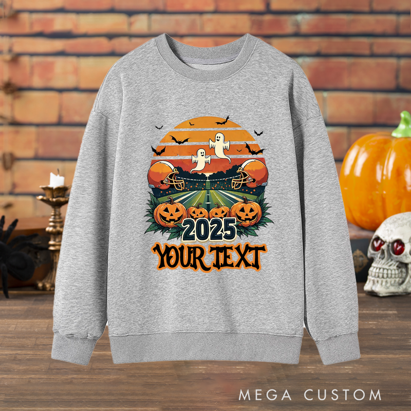 Personalized Halloween American Football Sweatshirt with Custom Your Text and Year for a Unique Touch