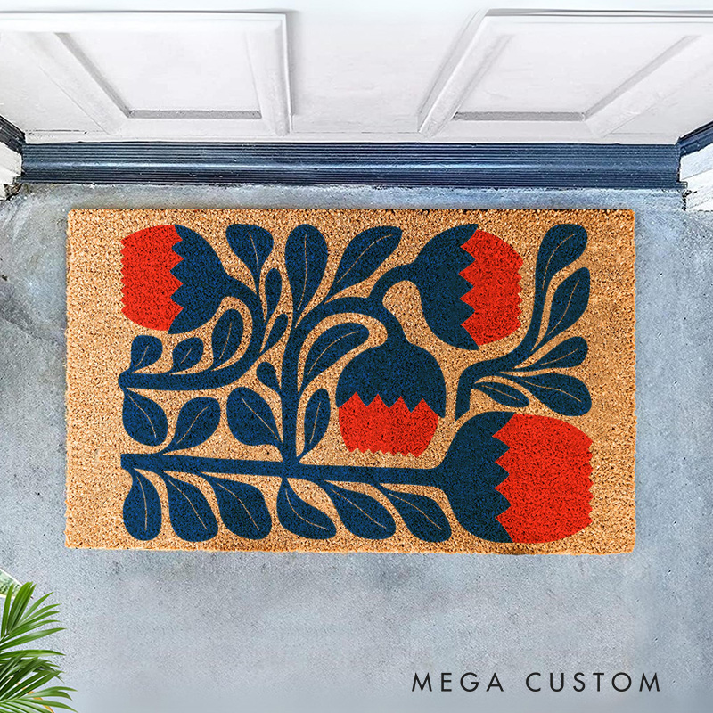 Personalized Boho Modern Doormat Modern Botanical Floral Family Door Mat Welcome Mat for Art Lovers Housewarming Gifts Henri Matisse Inspired
