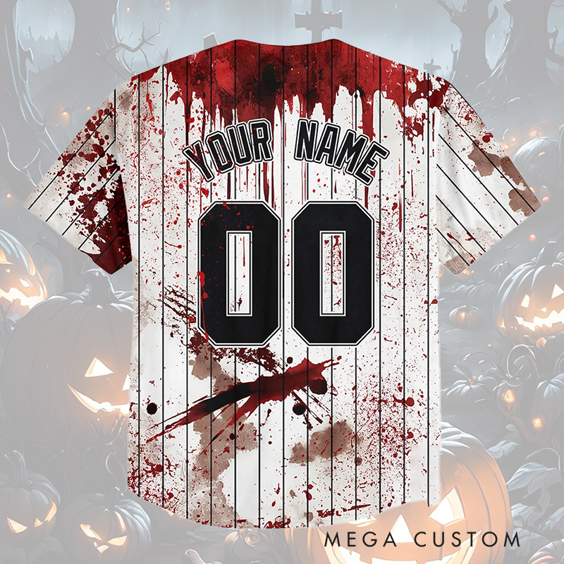 Personalized Creepy Baseball Jersey for Halloween with Customizable Text  