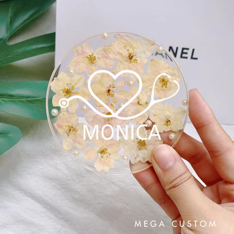Personalized Nurse Flower Coaster Custom Nurse Resin Coaster Nurse Appreciation Coaster 