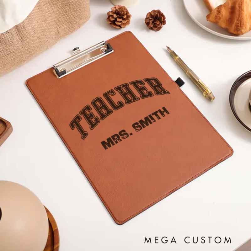 Personalized Leather Clipboard for Teachers Retro Teacher Design Clipboard Stylish and Practical Gift for Teachers