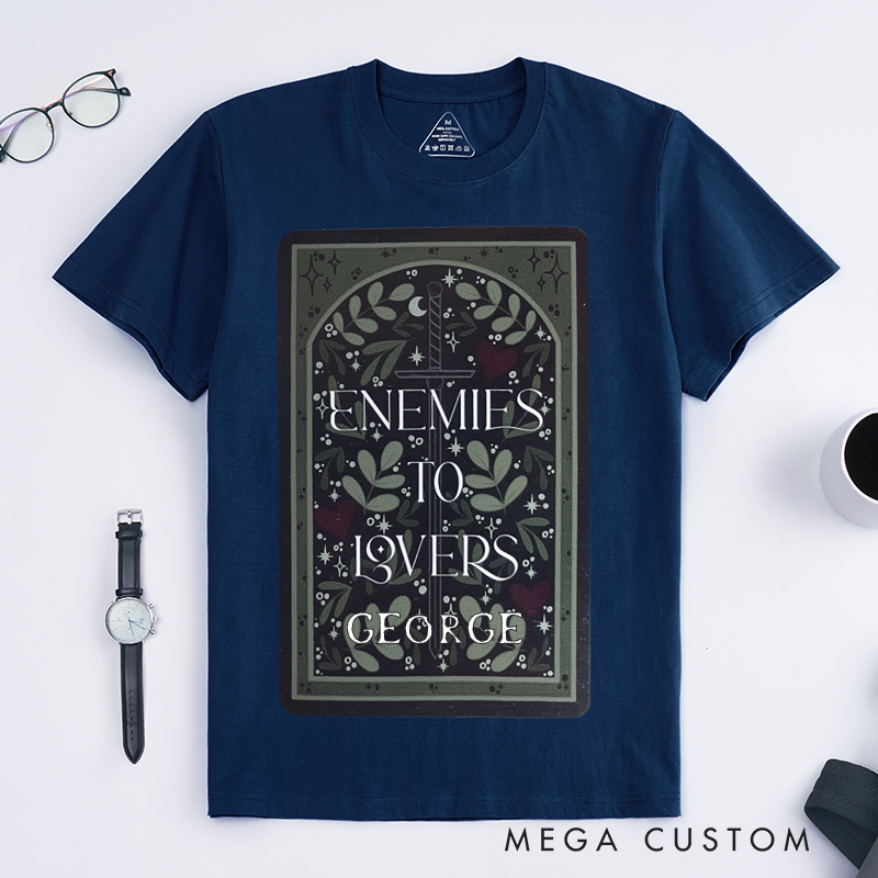 Personalized Tarot Lovers Classic T-Shirts Bookish Trope Tarot Card T-Shirts Enemies to Lovers Sword Heart  Book Lover Gift