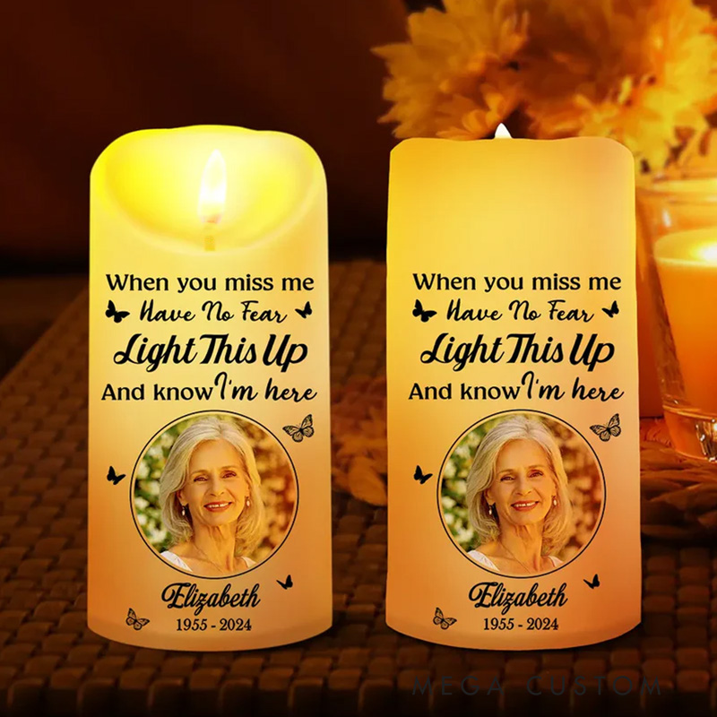 Personalized Photo LED Candle When You Miss Me Memorial Gift Custom Memory Flameless LED Candle