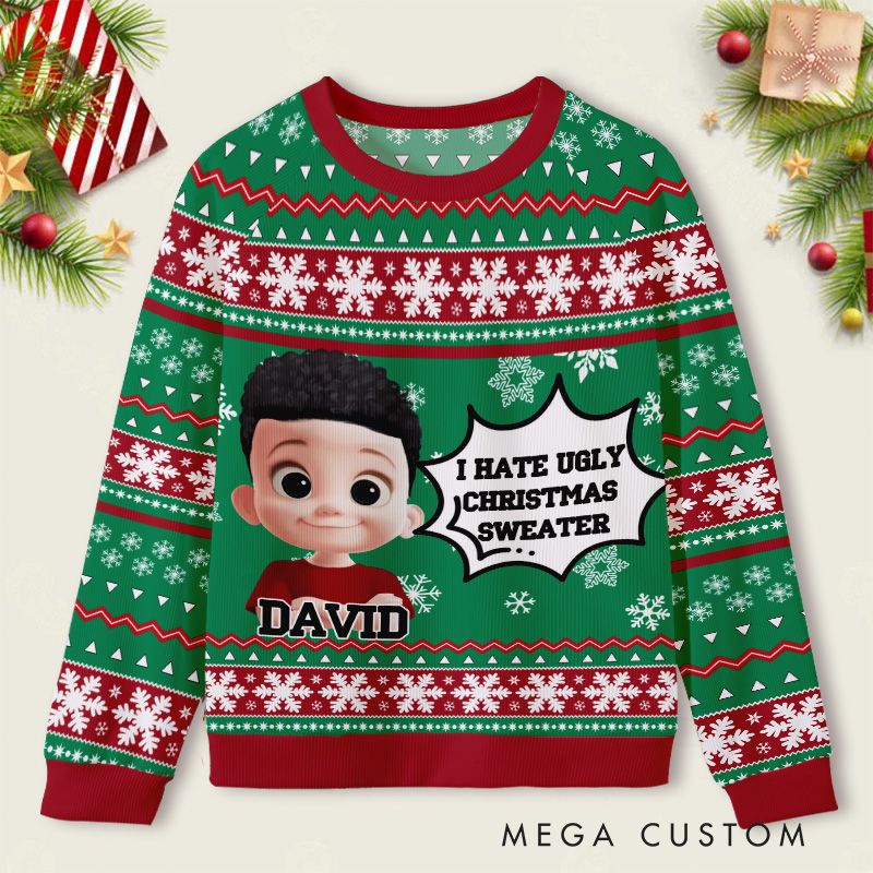 Personalized I Hate Ugly Christmas Sweater Kids Ugly Christmas Sweater