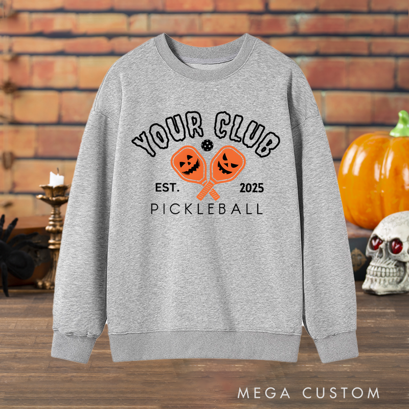 Personalized Halloween Pickleball Club Sweatshirt with Custom Club Name and Year Design