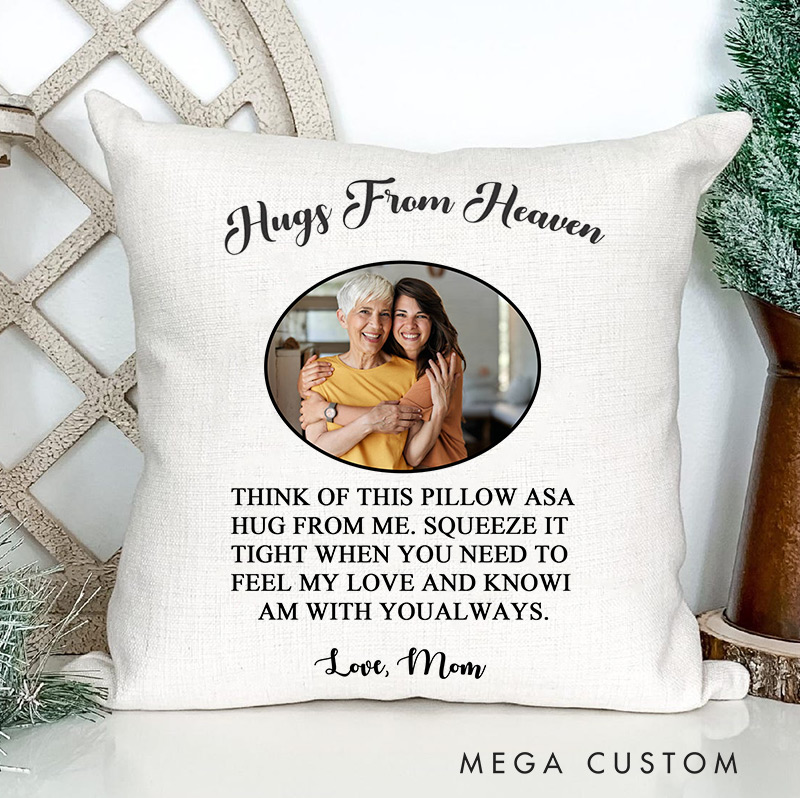 Personalized Hugs from Heaven Pillow Memorial pillow Grief Sympathy Gifts Bereavement Pillow for Loss of Loved One Remembrance Memory Gift