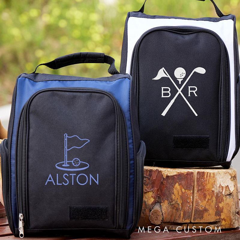 Personalized Golf Shoe Storage Bag with Elegant Embroidery Design