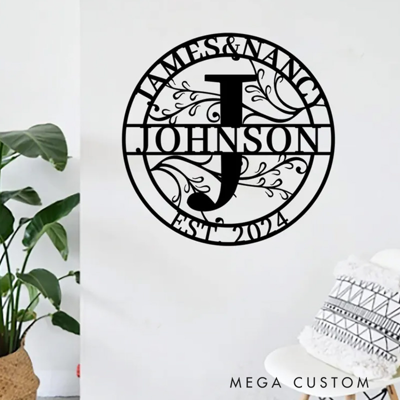 Personalized Last Name Metal Sign Custom Metal Monogram Family Name Signs Last Name Metal Wall Art Housewarming Wedding Anniversary Gift 