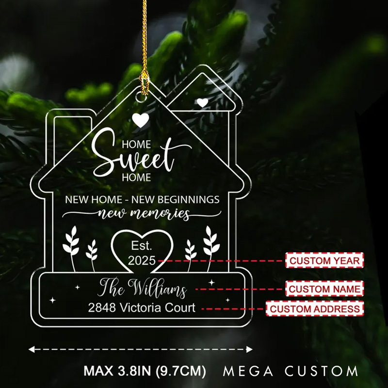 Personalized New Home Christmas Ornament Acrylic Ornament Custom Name Date And Address Ornament