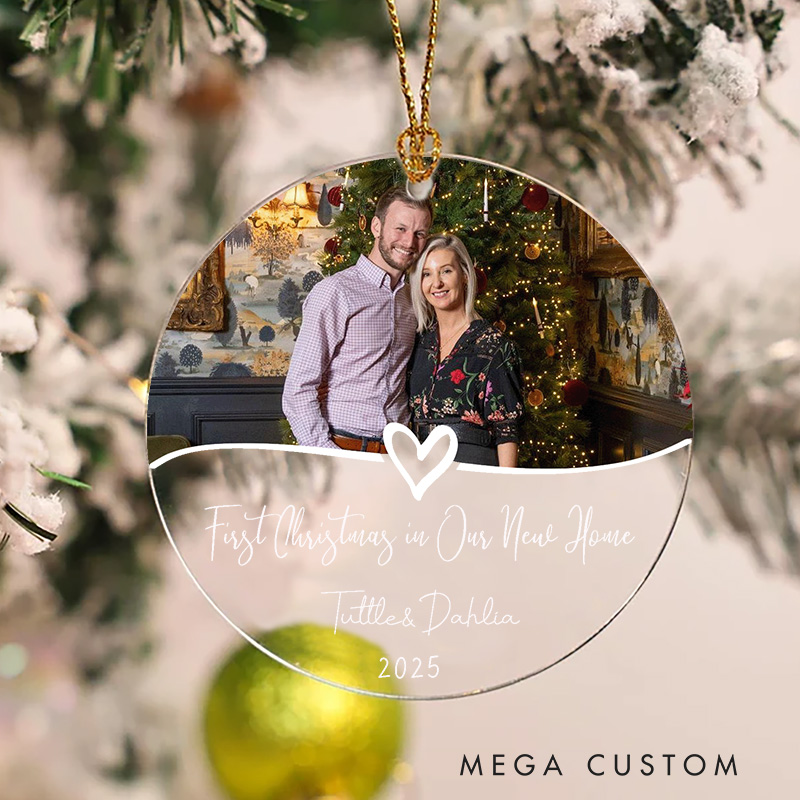 Personalized First Christmas in Our New Home Ornament Custom Housewarming Gift Photo Keepsake New Home Christmas Decoration Holiday Tree Hanging Decor