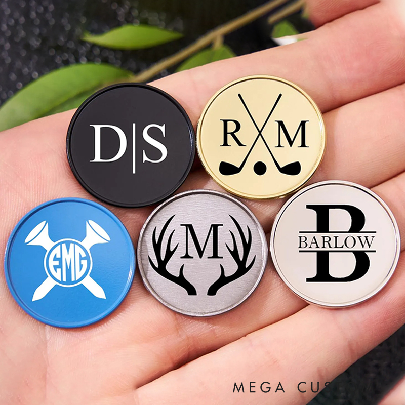 Personalized Magnetic Golf Ball Marker Featuring Name and Golf Graphics