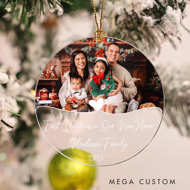 Personalized First Christmas in Our New Home Ornament Custom Housewarming Gift Family Photo Keepsake New Home Christmas Decoration