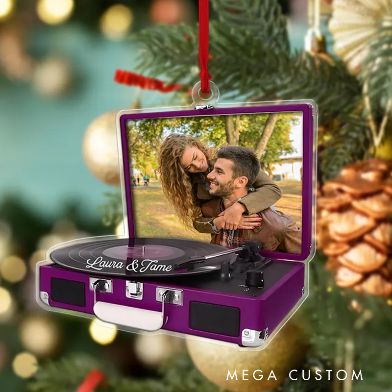 Personalized Vinyl Record Ornament Custom Record Machine Photo Gift Christmas Decor for Music Lovers Acrylic Music Player Ornament