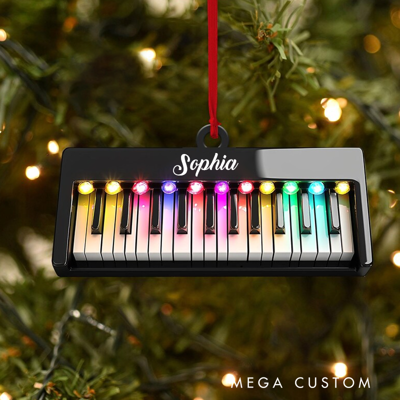 Personalized Piano Christmas Ornament Custom Piano Key Christmas Ornament Piano Lovers Gift Musician Gift