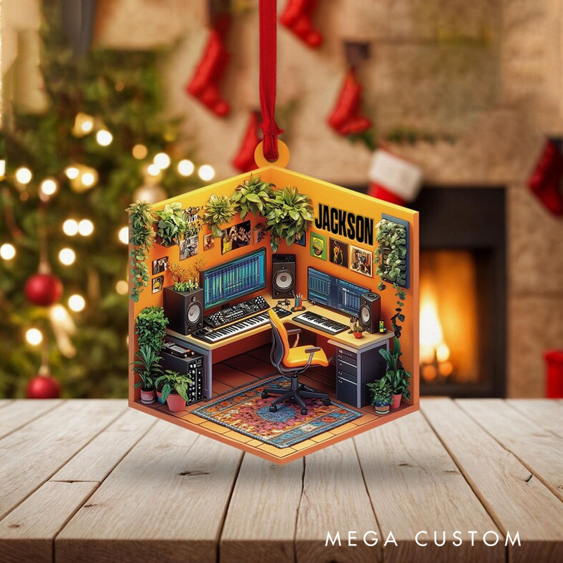 Personalized Music Room Ornament Custom Christmas Ornament Music Studio Ornament Musician Christmas Gift
