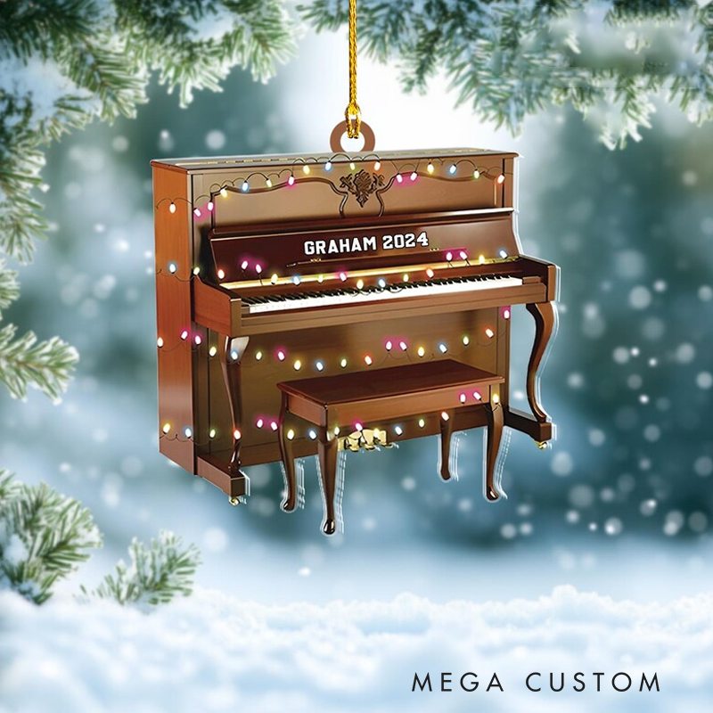 Personalized Piano Christmas Acrylic Ornament Piano Player and Musician Piano Lovers Gift Music Christmas Flat Ornament