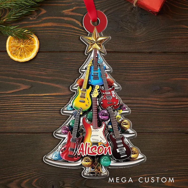Personalized Electric Guitar Christmas Ornament Electric Guitarist Guitar Lover Gifts Guitar Ornament